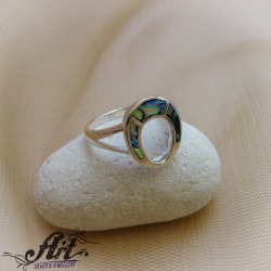 Сребърен пръстен с цветен седеф R-827